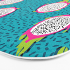Dragonfruit retro style pattern tropical fruits vegan art print exotic throwback 80s Bath Mat Gallery Image 3