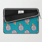 Dragonfruit retro style pattern tropical fruits vegan art print exotic throwback 80s Laptop Sleeve Gallery Image 2