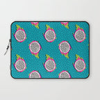 Dragonfruit retro style pattern tropical fruits vegan art print exotic throwback 80s Laptop Sleeve Gallery Image 1