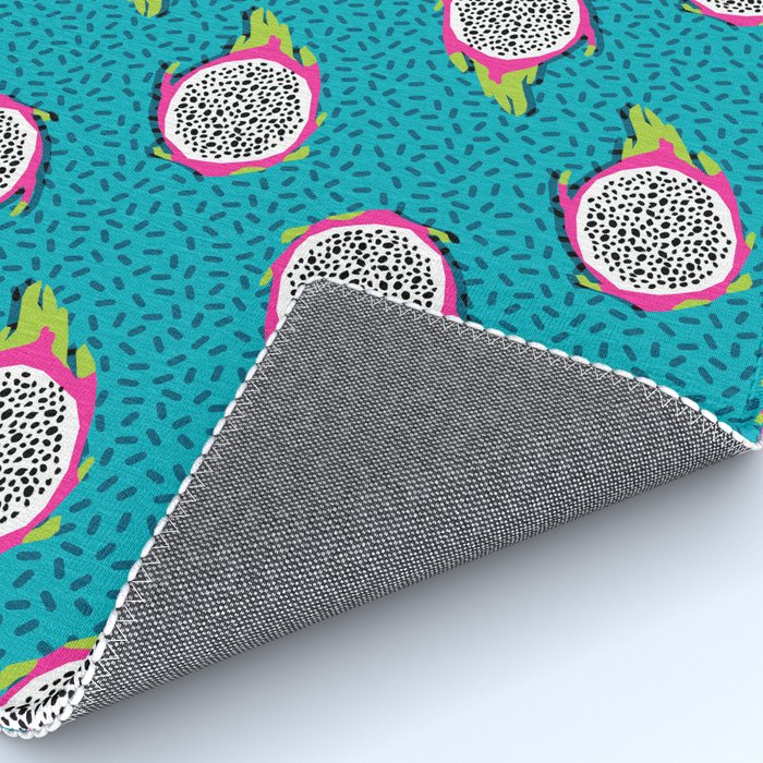 Dragonfruit retro style pattern tropical fruits vegan art print exotic throwback 80s Rug Gallery Image 4