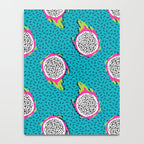 Dragonfruit retro style pattern tropical fruits vegan art print exotic throwback 80s Notebook Gallery Image 4
