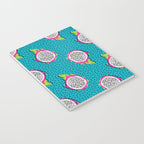 Dragonfruit retro style pattern tropical fruits vegan art print exotic throwback 80s Notebook Gallery Image 3