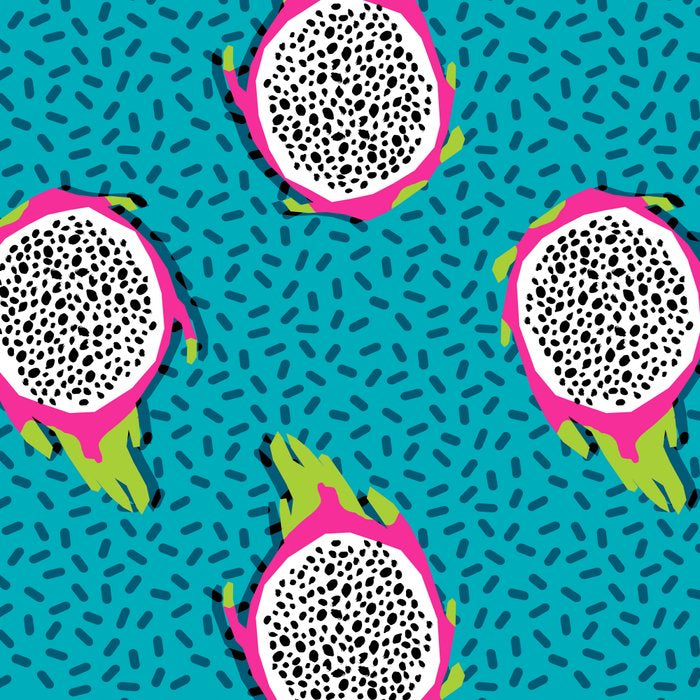 Dragonfruit retro style pattern tropical fruits vegan art print exotic throwback 80s Coffee Mug Gallery Image 2