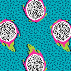 Dragonfruit retro style pattern tropical fruits vegan art print exotic throwback 80s Coffee Mug Gallery Image 2