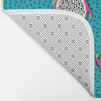 Dragonfruit retro style pattern tropical fruits vegan art print exotic throwback 80s Bath Mat Gallery Image 2