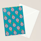Dragonfruit retro style pattern tropical fruits vegan art print exotic throwback 80s Stationery Card Gallery Image 2
