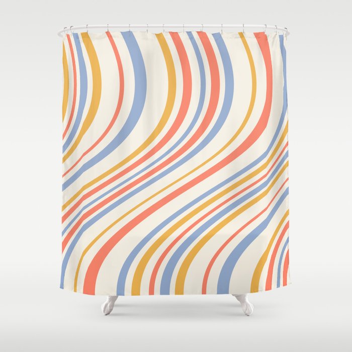 Wavy Stripes XXIII - Retro Summer Shower Curtain Gallery Image 1