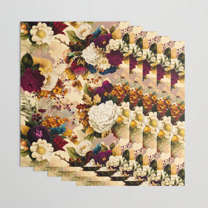 Vintage & Shabby Chic -  Nostalgic Winter Florals Pattern Wrapping Paper Gallery Image 3