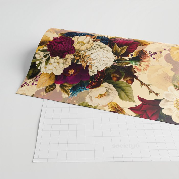 Vintage & Shabby Chic -  Nostalgic Winter Florals Pattern Wrapping Paper Gallery Image 2