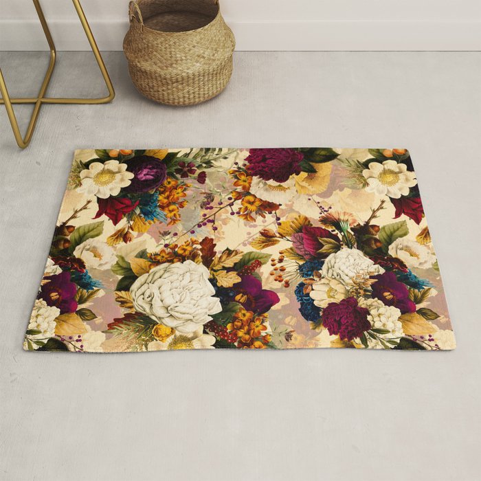 Vintage & Shabby Chic -  Nostalgic Winter Florals Pattern Rug Gallery Image 1