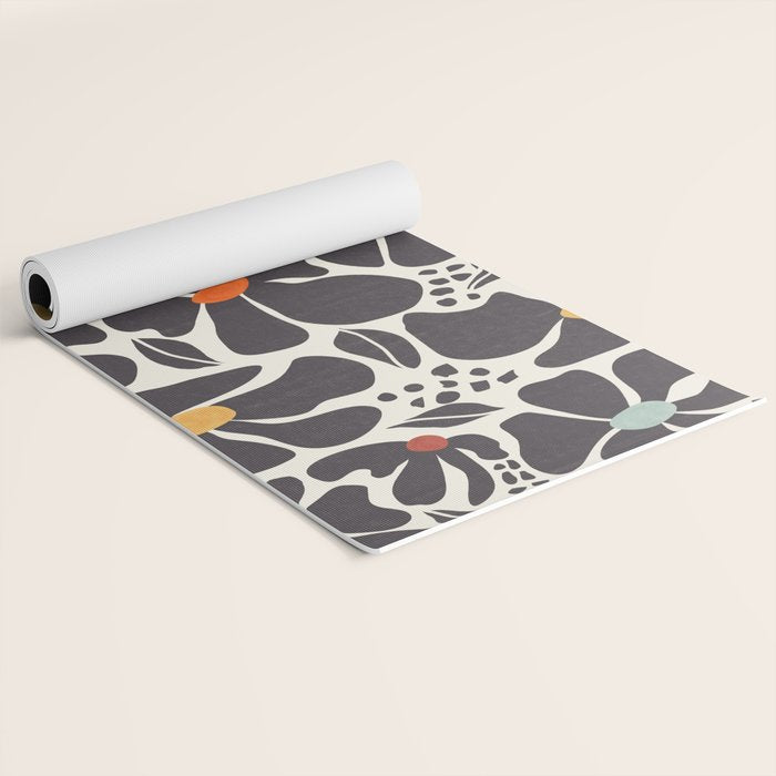 Abstract Black Florals Yoga Mat Gallery Image 2