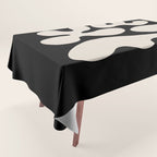 Mid Century Modern Organic Shapes 352 Black and Linen White Tablecloth Gallery Image 1