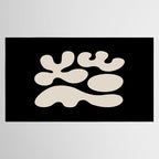 Mid Century Modern Organic Shapes 352 Black and Linen White Tablecloth Gallery Image 2