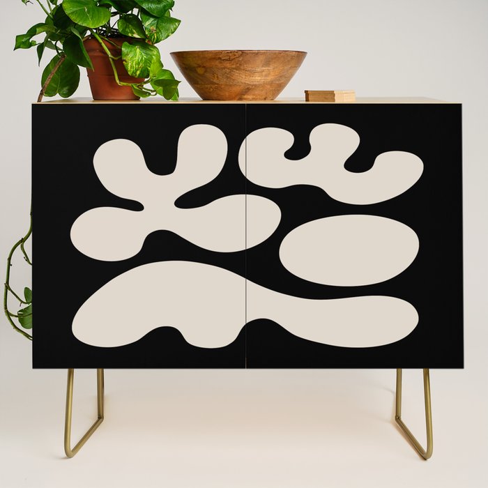 Mid Century Modern Organic Shapes 352 Black and Linen White Credenza Gallery Image 1