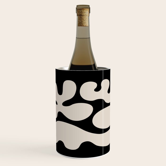 Mid Century Modern Organic Shapes 352 Black and Linen White Wine Chiller Gallery Image 1