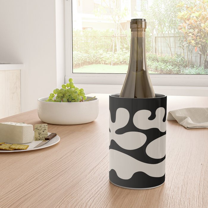 Mid Century Modern Organic Shapes 352 Black and Linen White Wine Chiller Gallery Image 4