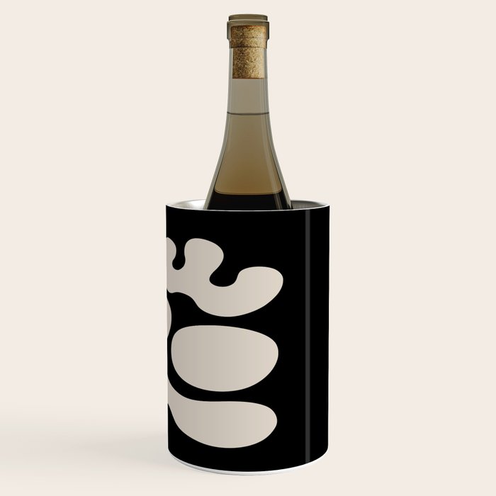 Mid Century Modern Organic Shapes 352 Black and Linen White Wine Chiller Gallery Image 3