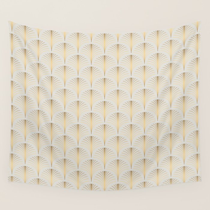 Golden Fan Leaf Art Deco Wall Tapestry Gallery Image 4