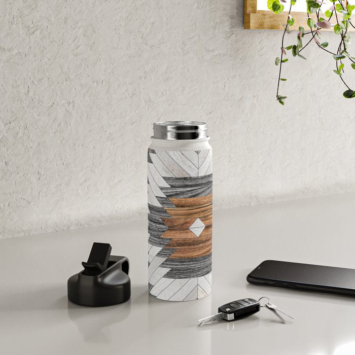 Urban Tribal Pattern No.8 - Aztec - Wood Water Bottle Gallery Image 5