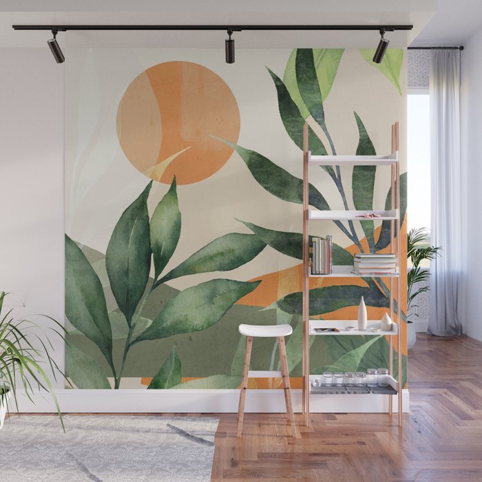 Abstract Art Tropical Leaves 123 Wall Mural Gallery Image 1