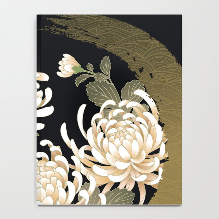 White Peonies Red Maple Leaves Japanese Kimono Pattern Notebook Gallery Image 4