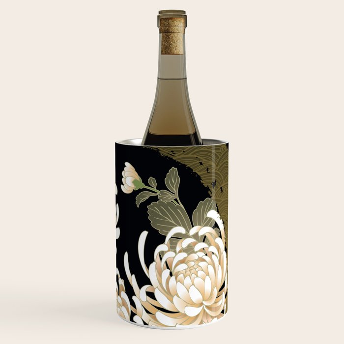 White Peonies Red Maple Leaves Japanese Kimono Pattern Wine Chiller Gallery Image 3