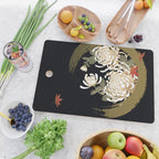 White Peonies Red Maple Leaves Japanese Kimono Pattern Cutting Board Gallery Image 2