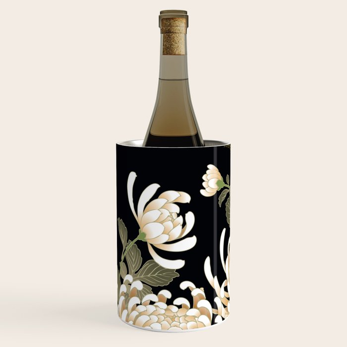 White Peonies Red Maple Leaves Japanese Kimono Pattern Wine Chiller Gallery Image 1