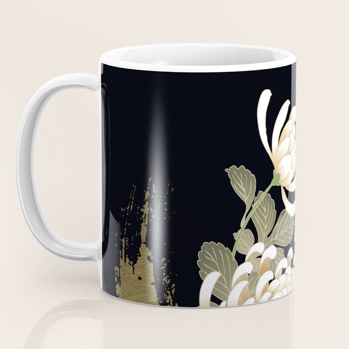 White Peonies Red Maple Leaves Japanese Kimono Pattern Coffee Mug Gallery Image 3