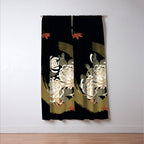 White Peonies Red Maple Leaves Japanese Kimono Pattern Window Curtain Gallery Image 3