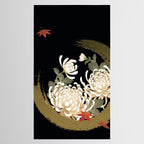 White Peonies Red Maple Leaves Japanese Kimono Pattern Tablecloth Gallery Image 2