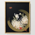 White Peonies Red Maple Leaves Japanese Kimono Pattern Serving Tray Gallery Image 1