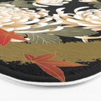 White Peonies Red Maple Leaves Japanese Kimono Pattern Bath Mat Gallery Image 3