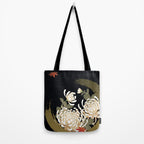 White Peonies Red Maple Leaves Japanese Kimono Pattern Tote Bag Gallery Image 2