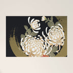White Peonies Red Maple Leaves Japanese Kimono Pattern Welcome Mat Gallery Image 1