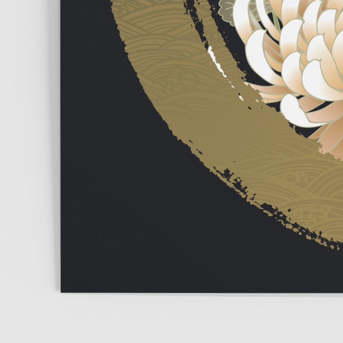 White Peonies Red Maple Leaves Japanese Kimono Pattern Poster Gallery Image 3