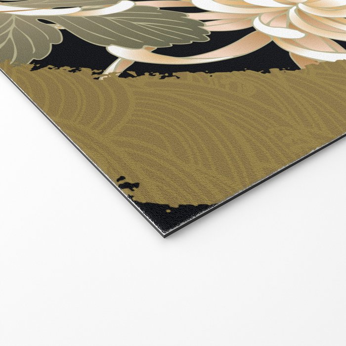 White Peonies Red Maple Leaves Japanese Kimono Pattern Welcome Mat Gallery Image 2