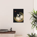 White Peonies Red Maple Leaves Japanese Kimono Pattern Poster Gallery Image 2