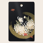 White Peonies Red Maple Leaves Japanese Kimono Pattern Cutting Board Gallery Image 1