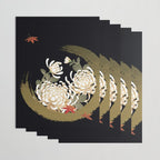 White Peonies Red Maple Leaves Japanese Kimono Pattern Wrapping Paper Gallery Image 3