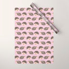 Hedgehog Rose Pink Wrapping Paper Gallery Image 1