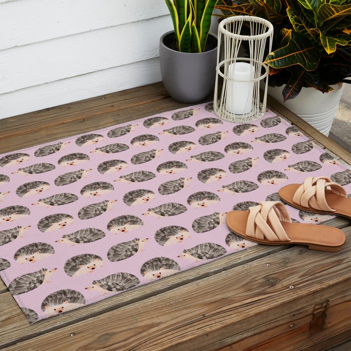 Hedgehog Rose Pink Outdoor Rug Gallery Image 2