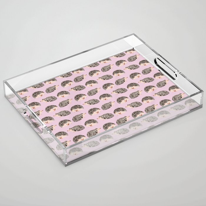 Hedgehog Rose Pink Acrylic Tray Gallery Image 1