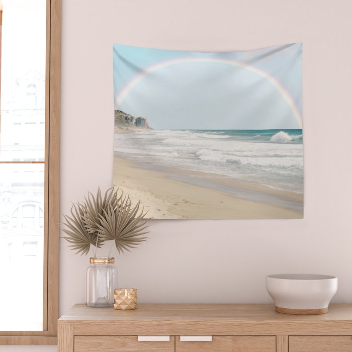 Malibu Beach Rainbow Wall Tapestry Gallery Image 2