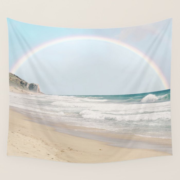 Malibu Beach Rainbow Wall Tapestry Gallery Image 4