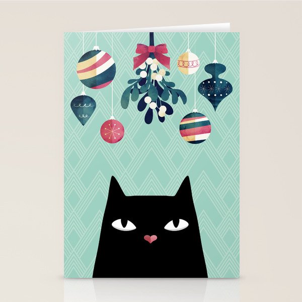 Mistletoe? (Black Cat) Stationery Card Gallery Image 1