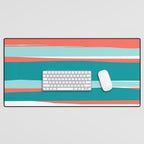 Colorful Stripes, Coral, Teal and Aqua Desk Mat Gallery Image 1