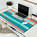 Colorful Stripes, Coral, Teal and Aqua Desk Mat Gallery Image 2