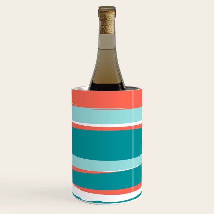 Colorful Stripes, Coral, Teal and Aqua Wine Chiller Gallery Image 1