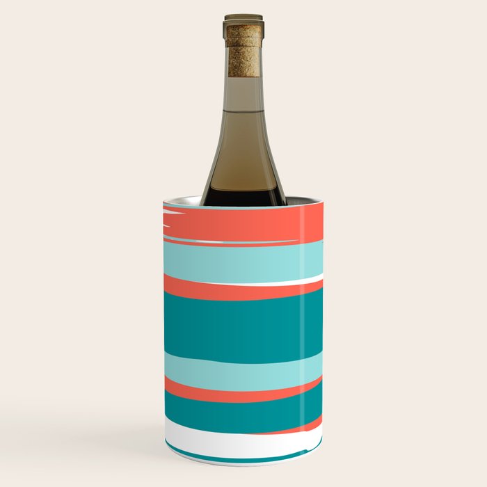 Colorful Stripes, Coral, Teal and Aqua Wine Chiller Gallery Image 2